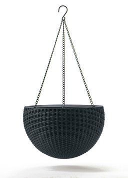 Горщик для рослин Keter Rattan hanging sphere з ланцюжками підвісний, антрацит, 8,6 л 2149650201 фото