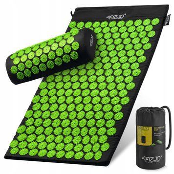 Килимок акупунктурний з валиком 4FIZJO Classic Mat Аплікатор Кузнєцова Black/Green (P-5907222931745) 50001779 фото