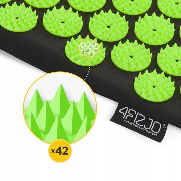 Килимок акупунктурний з валиком 4FIZJO Classic Mat XL Аплікатор Кузнєцова Black/Green (P-5907222931769) 50001784 фото