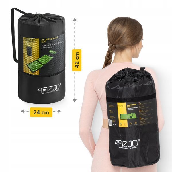 Килимок акупунктурний з валиком 4FIZJO Classic Mat XL Аплікатор Кузнєцова Black/Green (P-5907222931769) 50001784 фото