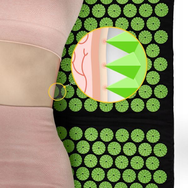 Килимок акупунктурний з валиком 4FIZJO Classic Mat XL Аплікатор Кузнєцова Black/Green (P-5907222931769) 50001784 фото