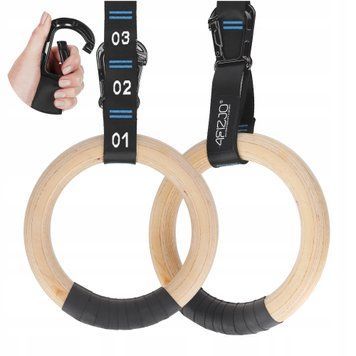 Гімнастичні кільця 4FIZJO дерев'яні, регульовані Black/Blue (P-5905973402743) 50005295 фото